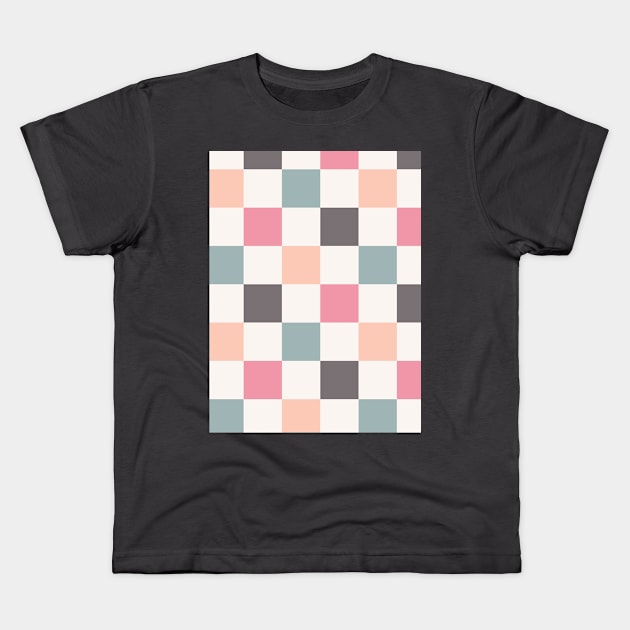 Summer Checkerboard Pattern Retro Vintage Kids T-Shirt by Mastilo Designs